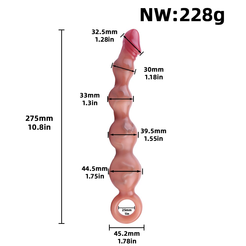 Fantasie Dildo-Buttplug met Anal Beads – Trillend, geleidelijk expanderend vrouwelijk seksspeeltje - Afbeelding 9