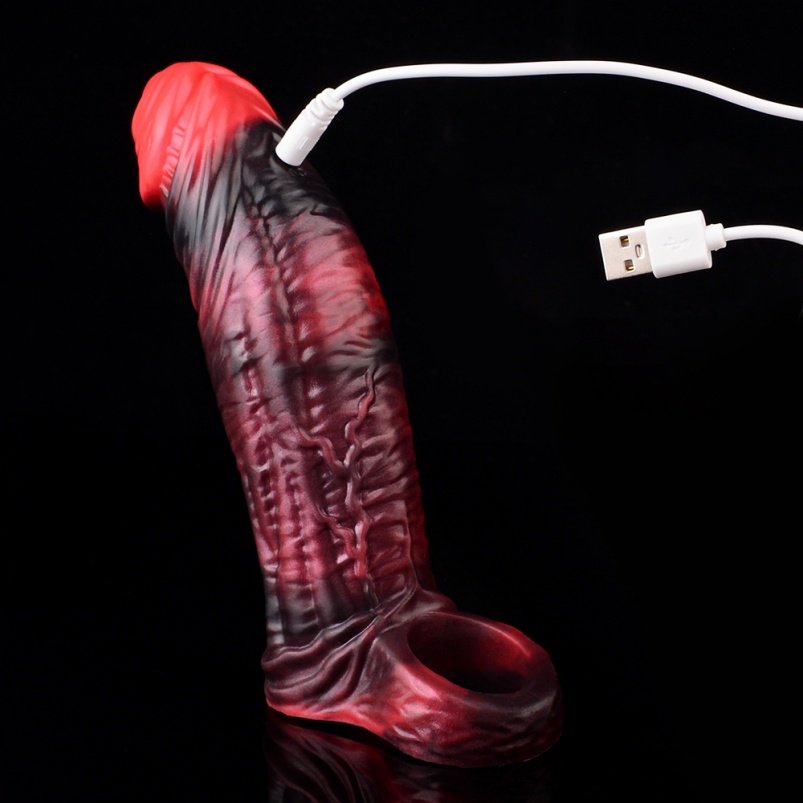 Bloedrode Vibrerende Siliconen Piemels – Verleng je Fantasie, Herdefinieer Mannelijkheid - Afbeelding 12