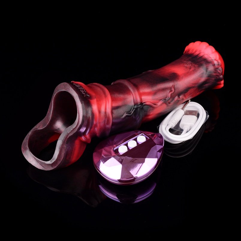 Fantasie Vibrator Cock Sleeve Paardenvorm – Bio-design Voor 5.5 inch erectie-verlenging - Afbeelding 9