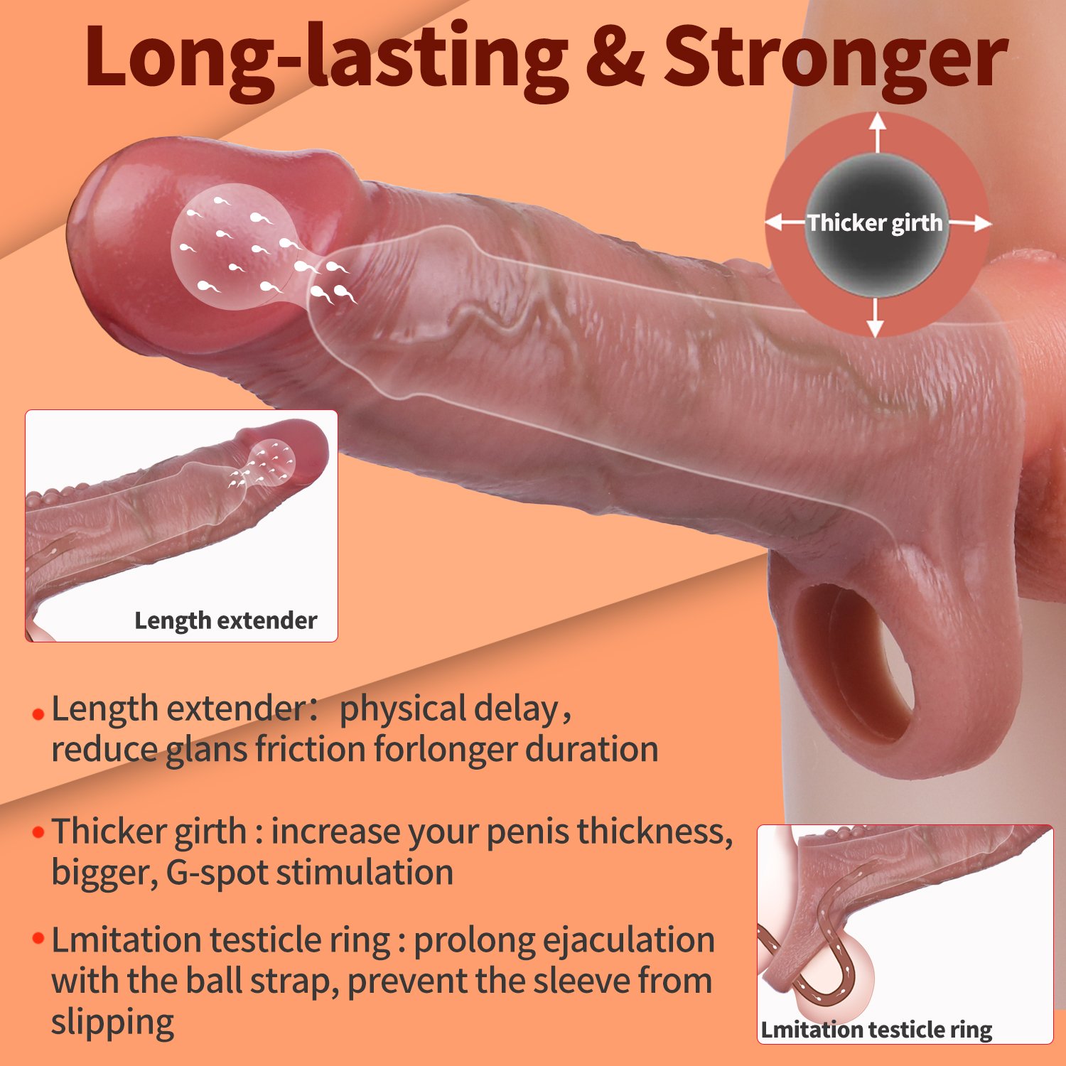 Silicone Contact Penis Sleeve 6 inch - Realistische Penisvergroter voor Mannen