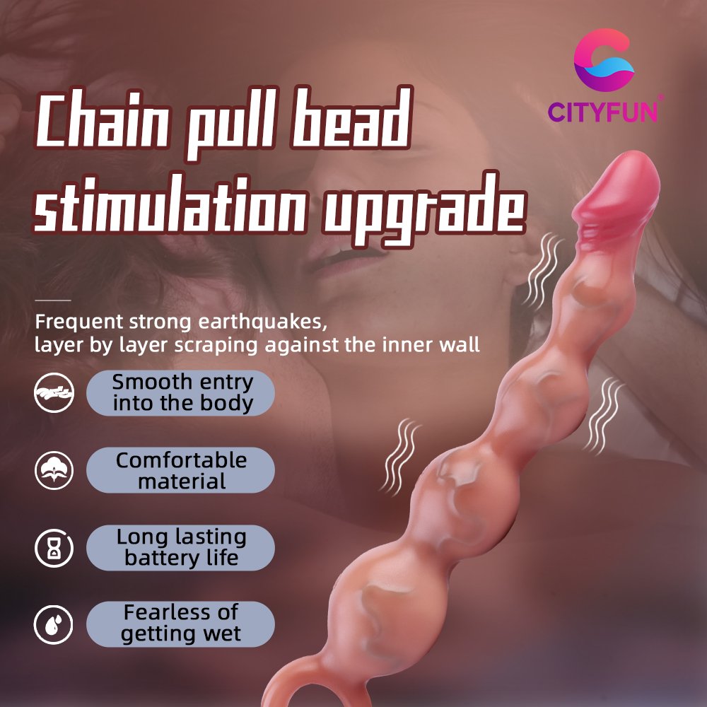 Fantasie Dildo-Buttplug met Anal Beads – Trillend, geleidelijk expanderend vrouwelijk seksspeeltje