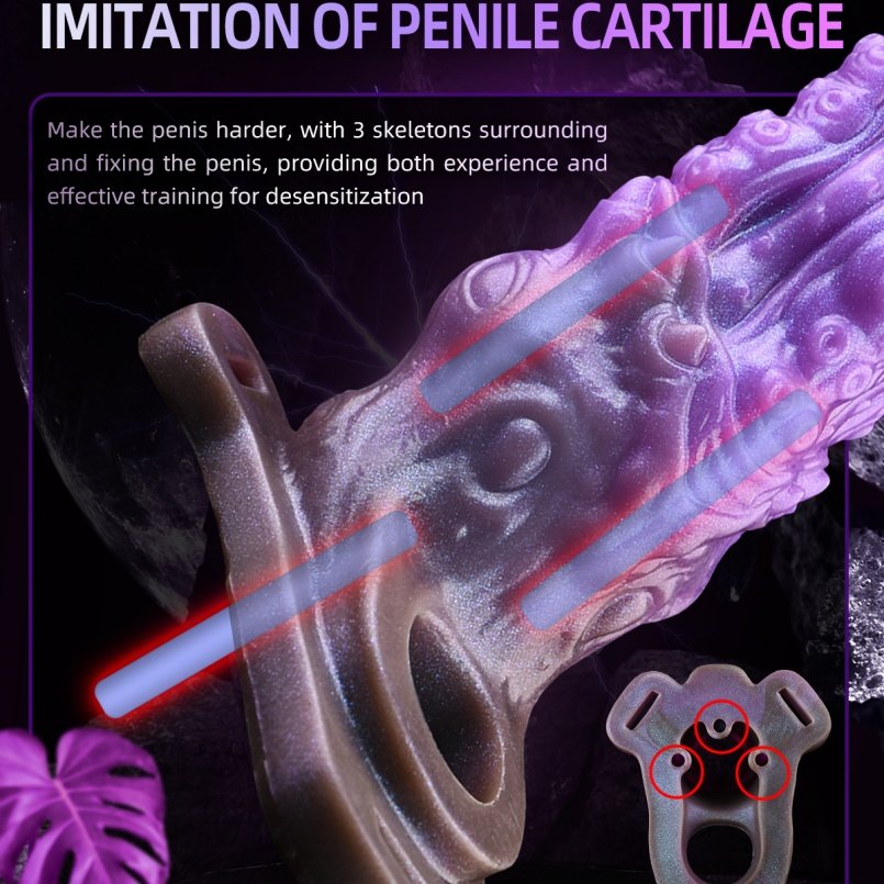 Fantasie Octopus Stijve Piemel Erectie Extender – Paarse Siliconen Cock voor Mannen met Realistische Tentakeltextuur - Afbeelding 3
