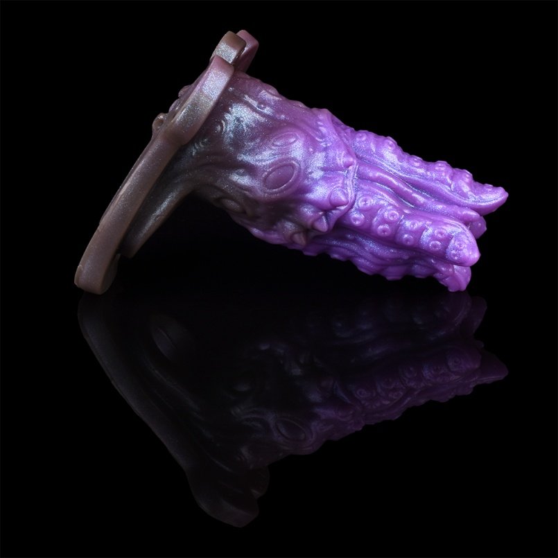 Fantasie Octopus Stijve Piemel Erectie Extender – Paarse Siliconen Cock voor Mannen met Realistische Tentakeltextuur - Afbeelding 7