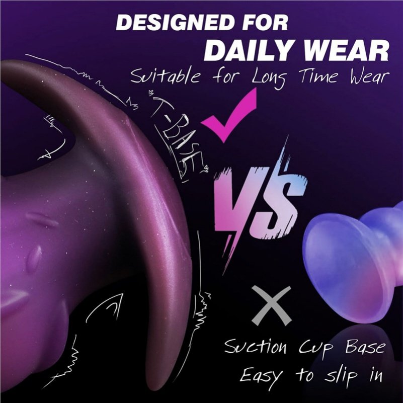 Paarse Siliconen Fantasie Dragon Dildo Buttplug – Unieke T-Vormige Basis voor Intens Squirt Genot en Langdurig Comfort - Afbeelding 2