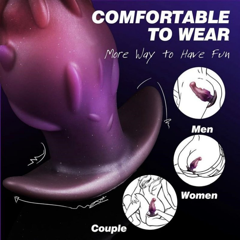 Paarse Siliconen Fantasie Dragon Dildo Buttplug – Unieke T-Vormige Basis voor Intens Squirt Genot en Langdurig Comfort - Afbeelding 4