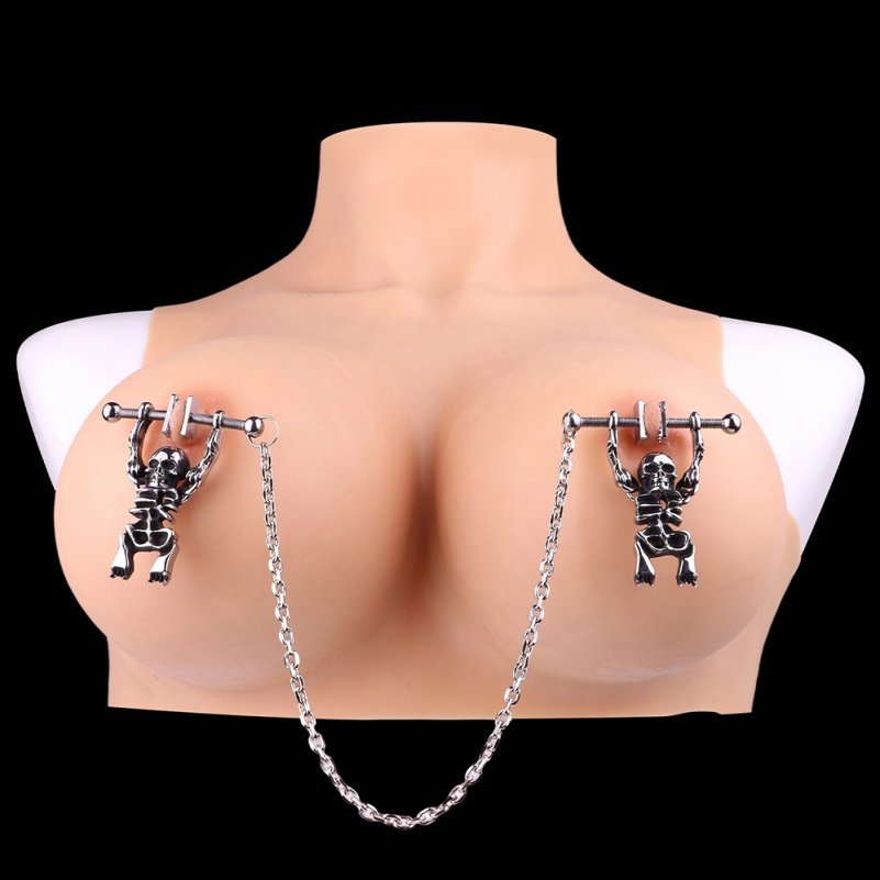 Fantasie Schedel Tepelklemmen & Bondage Set – Metalen Nipple Clamps voor BDSM Controle en Forced Orgasm - Afbeelding 4