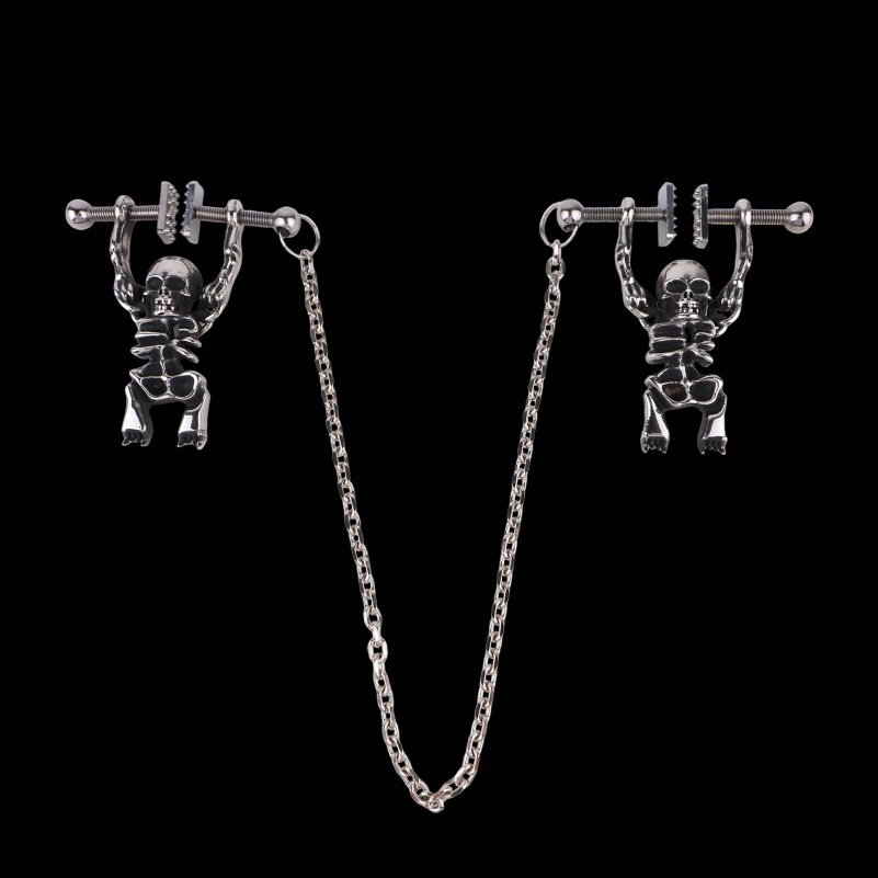 Fantasie Schedel Tepelklemmen & Bondage Set – Metalen Nipple Clamps voor BDSM Controle en Forced Orgasm - Afbeelding 8