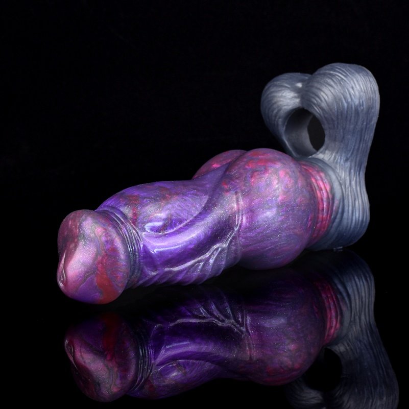 Paarse Fantasie Siliconen 7.68 Inch Micropenis – Mannelijke Verlengende Penetratietool Penisrinf - Afbeelding 5