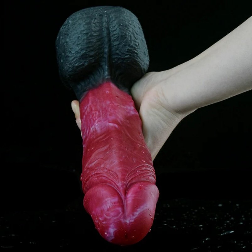 Bloedrood-Zwarte Anal Dildo Strapon met Zuignap – Siliconen Monstercock Bondage Set - Afbeelding 7