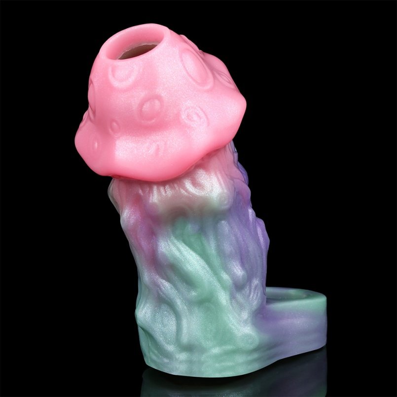 Neon Siliconen Fantasie Monstercock Micropenis Sleeve - Draagbare Penisverlenging en Penisrinf Tool voor Mannen