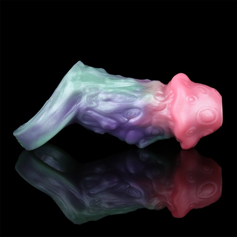 Neon Siliconen Fantasie Monstercock Micropenis Sleeve - Draagbare Penisverlenging en Penisrinf Tool voor Mannen - Afbeelding 7