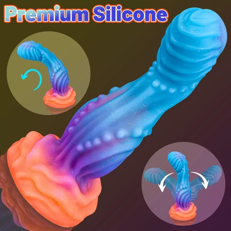 Gloeiende Siliconen Fantasie Monstercock Zuignap - Draak Elementen Anale Masturbator Voor Vrouwen