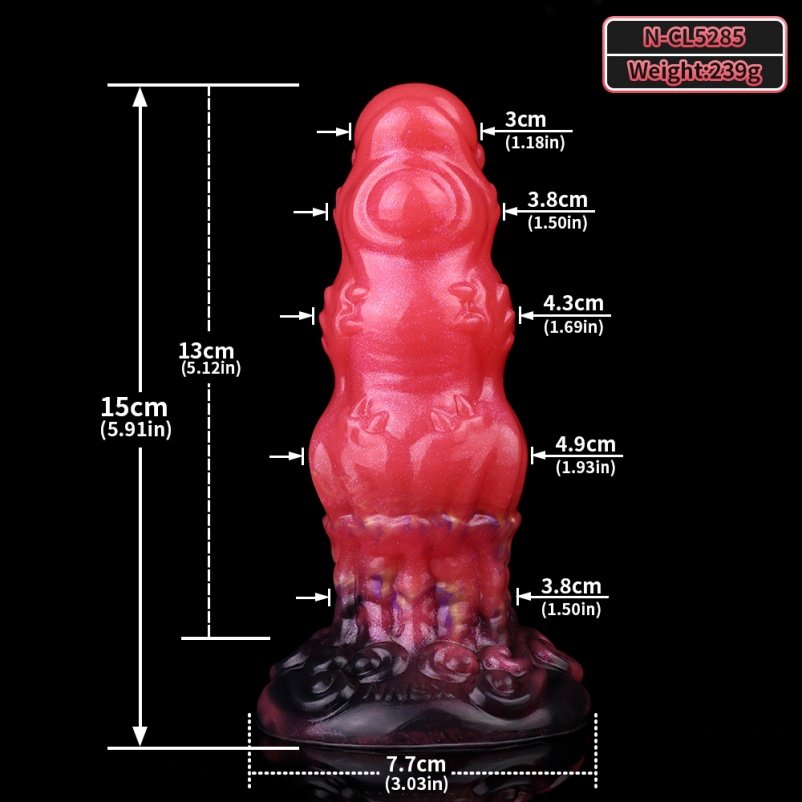 Fantasie Draak Dildo Buttplug van Siliconen – Bloedrode Anal Monstercock met Textuur - Afbeelding 2