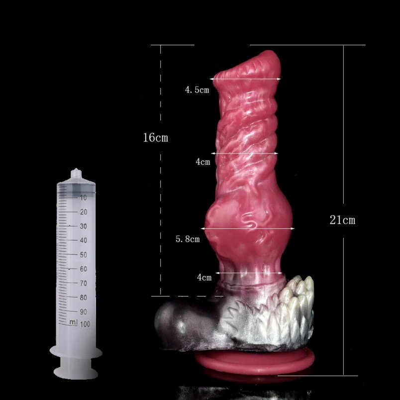Fantasy Squirt Dog Dildo in Bloedrood Siliconen – Realistische Monstercock Anal Buttplug met Zuignap - Afbeelding 9