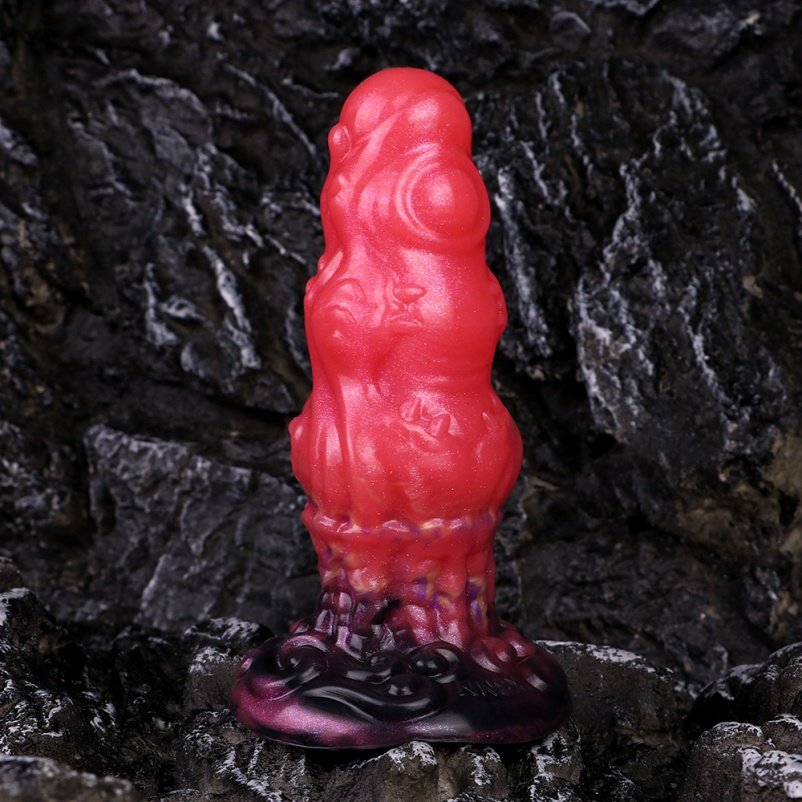 Fantasie Draak Dildo Buttplug van Siliconen – Bloedrode Anal Monstercock met Textuur - Afbeelding 6