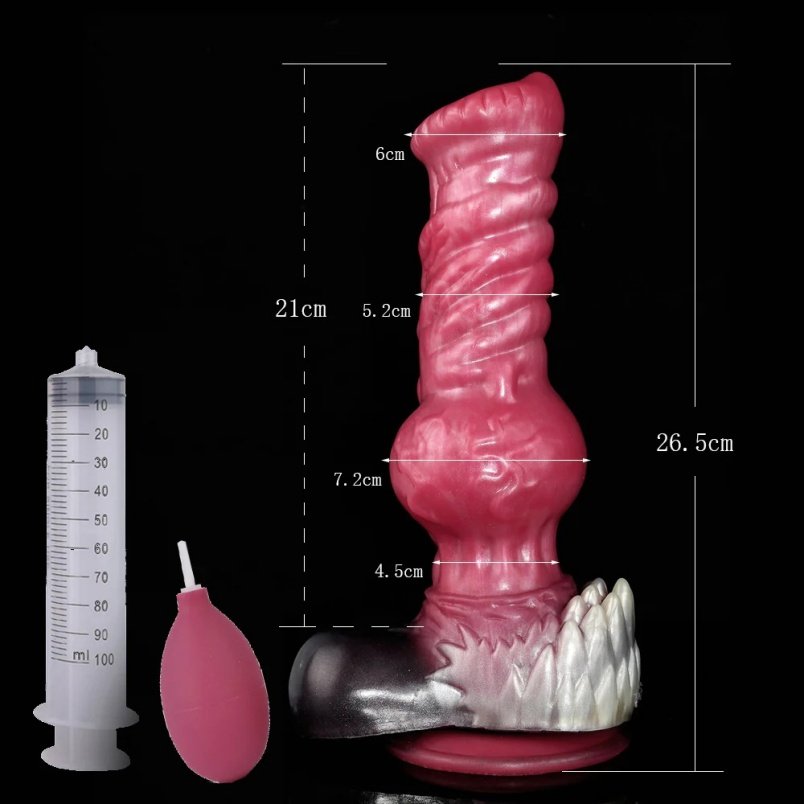 Fantasy Squirt Dog Dildo in Bloedrood Siliconen – Realistische Monstercock Anal Buttplug met Zuignap - Afbeelding 10