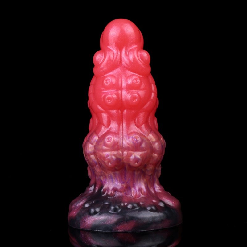 Spiraalvormige Fantasie Draak Dildo Buttplug – Bloedrode Siliconen Anal met Tactiele Structuur voor Sensuele Stimulatie - Afbeelding 2