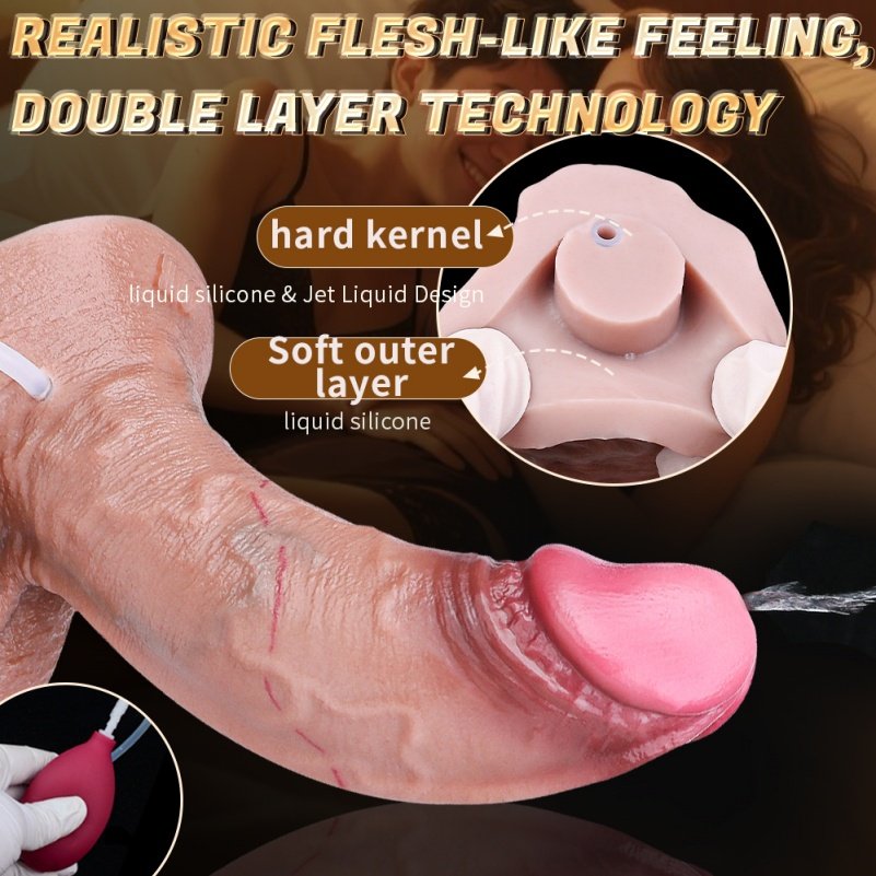 Gigantische Fantasie Squirten Dildo met Realistische Ballen – Anatomisch Ontwerp met Intense Spuitfunctie - Afbeelding 3