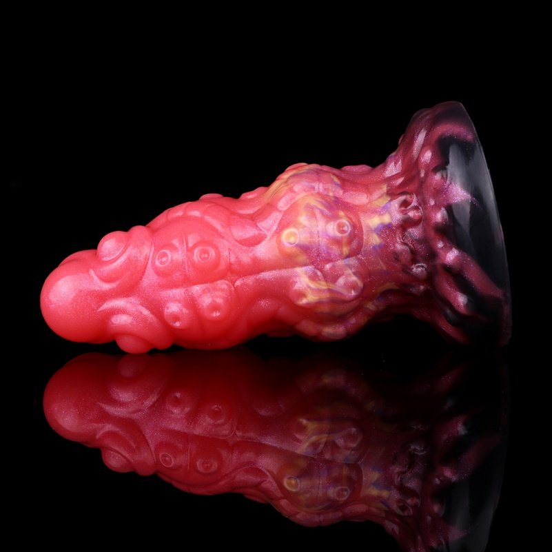 Spiraalvormige Fantasie Draak Dildo Buttplug – Bloedrode Siliconen Anal met Tactiele Structuur voor Sensuele Stimulatie - Afbeelding 3