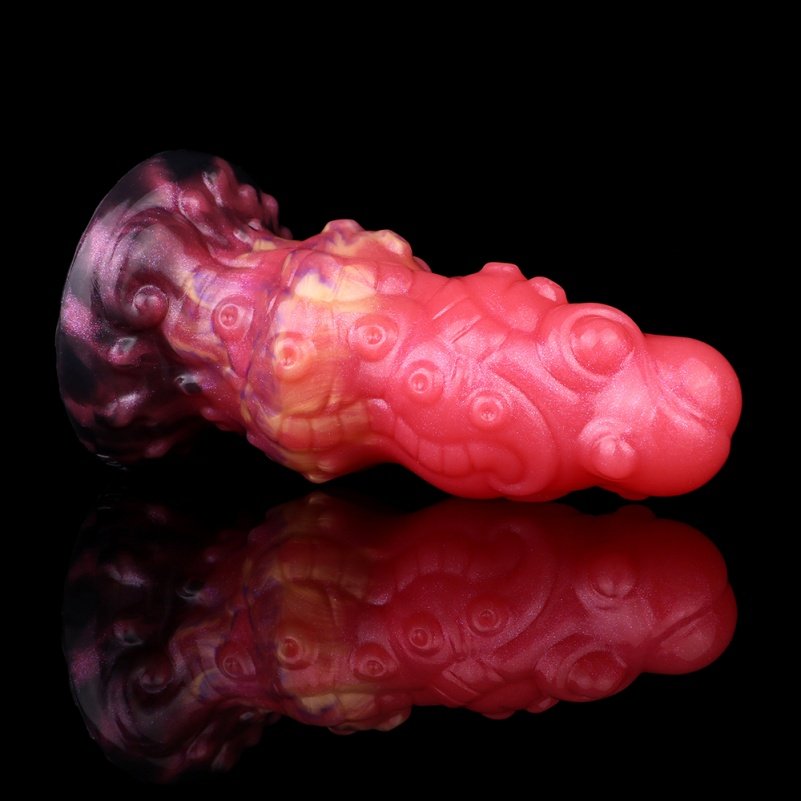 Spiraalvormige Fantasie Draak Dildo Buttplug – Bloedrode Siliconen Anal met Tactiele Structuur voor Sensuele Stimulatie - Afbeelding 4