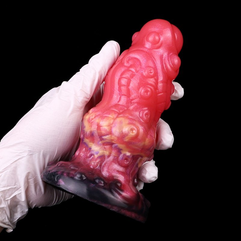 Spiraalvormige Fantasie Draak Dildo Buttplug – Bloedrode Siliconen Anal met Tactiele Structuur voor Sensuele Stimulatie