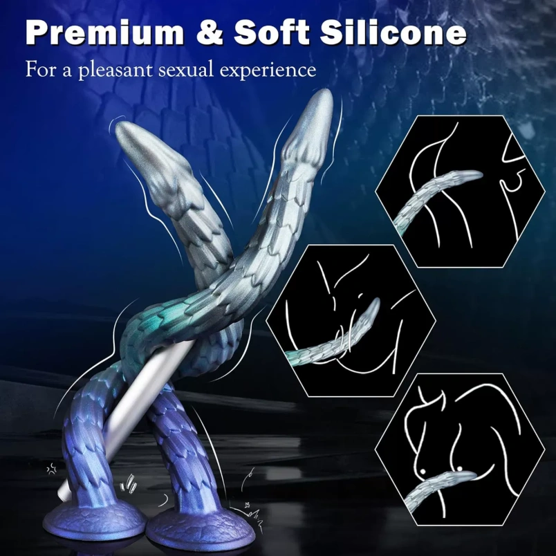 Fantasie Tentakel Dragon Dildoe Buttplug met Zuignap – Verloopblauw Siliconen Expansiespeeltje voor Anale en Vaginale Stimulatie - Afbeelding 5