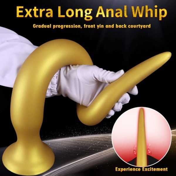 Extra Lange Fantasie Tentacle Dildoe & Buttplug – Gouden Siliconen Anaal Expansiespeeltje voor Vrouwen