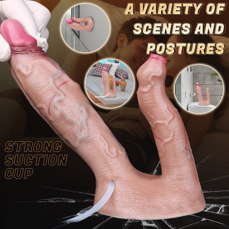 Fantasie Dubbelzijdige Squirten Realistische Dildo – Veelzijdige G-spot en Anale Stimulatietool met Ejaculatiefunctie - Afbeelding 3