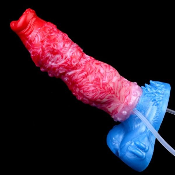 Strap-On Fantasie Dog Dildo met Silicone Zuignap – Opblaaspop met Lokale Zwelling & Sperma Squirtfunctie
