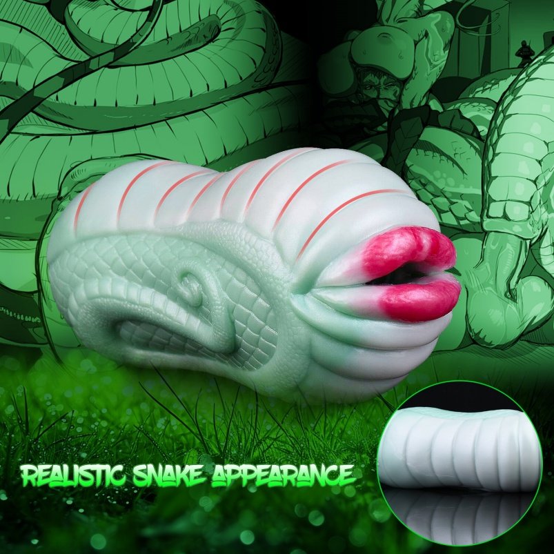 Green Snake Fantasy Silicone Blowjob Pocket Pussi - Mannelijke Penis Invoeg Stimulator