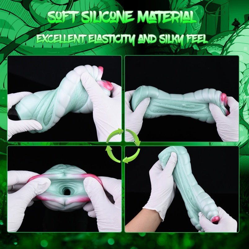 Green Snake Fantasy Silicone Blowjob Pocket Pussi - Mannelijke Penis Invoeg Stimulator - Afbeelding 5