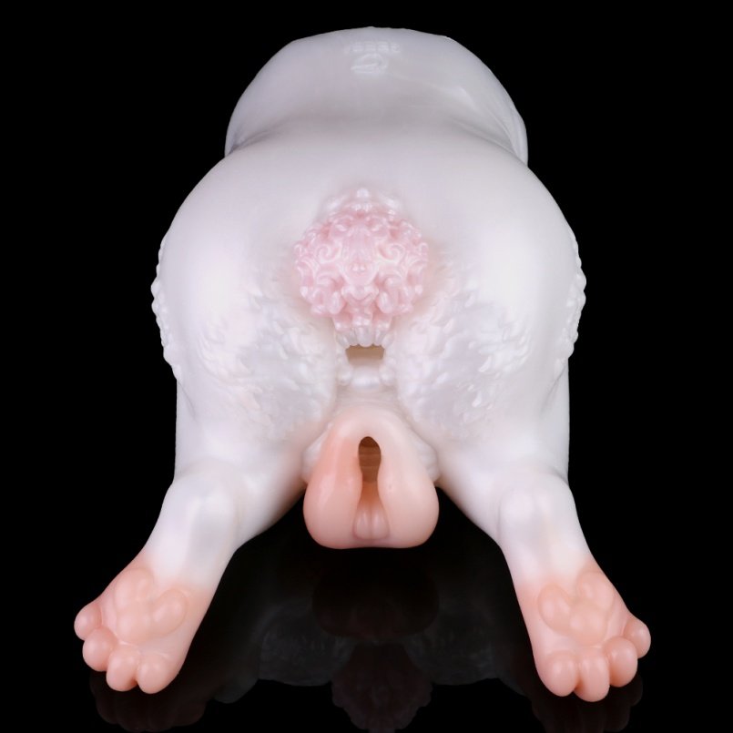 Roze Konijn Fantasie Pocket Pussy met Dubbelkanaal - Siliconen Sex Pop voor Penis Massage