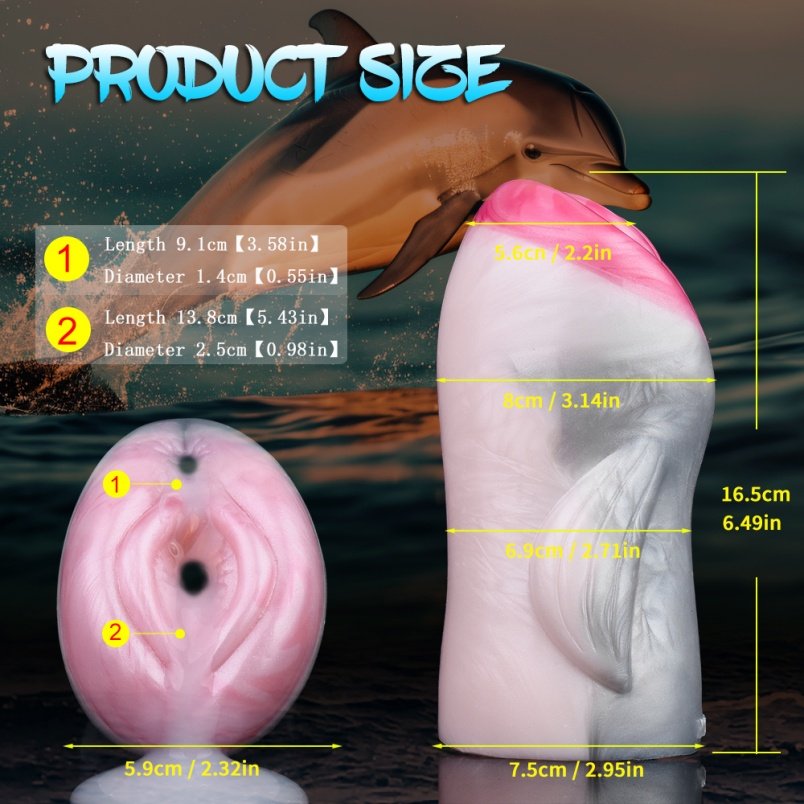 Fantasy Dolphin Animal Silicone Pocket Pussi - Perfect voor Mannelijke Penis Massages - Afbeelding 8