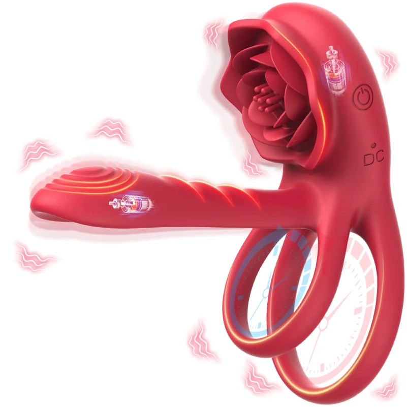 G-Spot Vibrerende Siliconen Penisrinf – Rozenvormige Clitorale Zuig- en Masturbatietool - Afbeelding 5