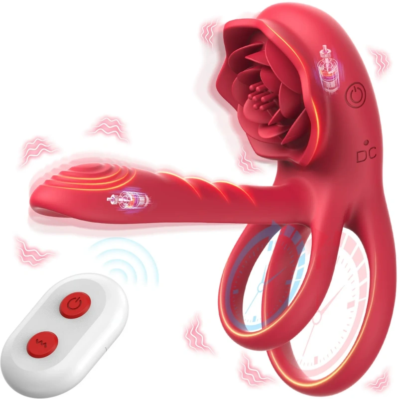 G-Spot Vibrerende Siliconen Penisrinf – Rozenvormige Clitorale Zuig- en Masturbatietool - Afbeelding 7