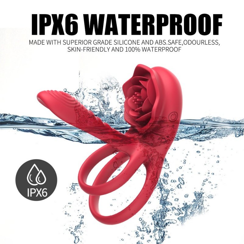 G-Spot Vibrerende Siliconen Penisrinf – Rozenvormige Clitorale Zuig- en Masturbatietool - Afbeelding 8