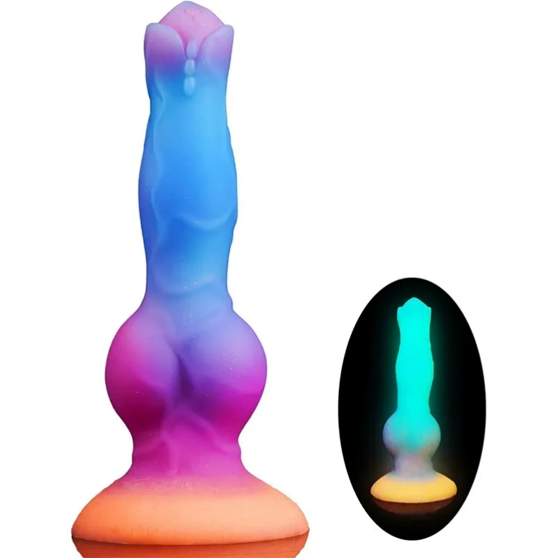 Hondenvormige Fantasy Monster Gloeiende Dildo - Anale Expansie Buttplug Siliconen Tool voor Vrouwen - Afbeelding 3