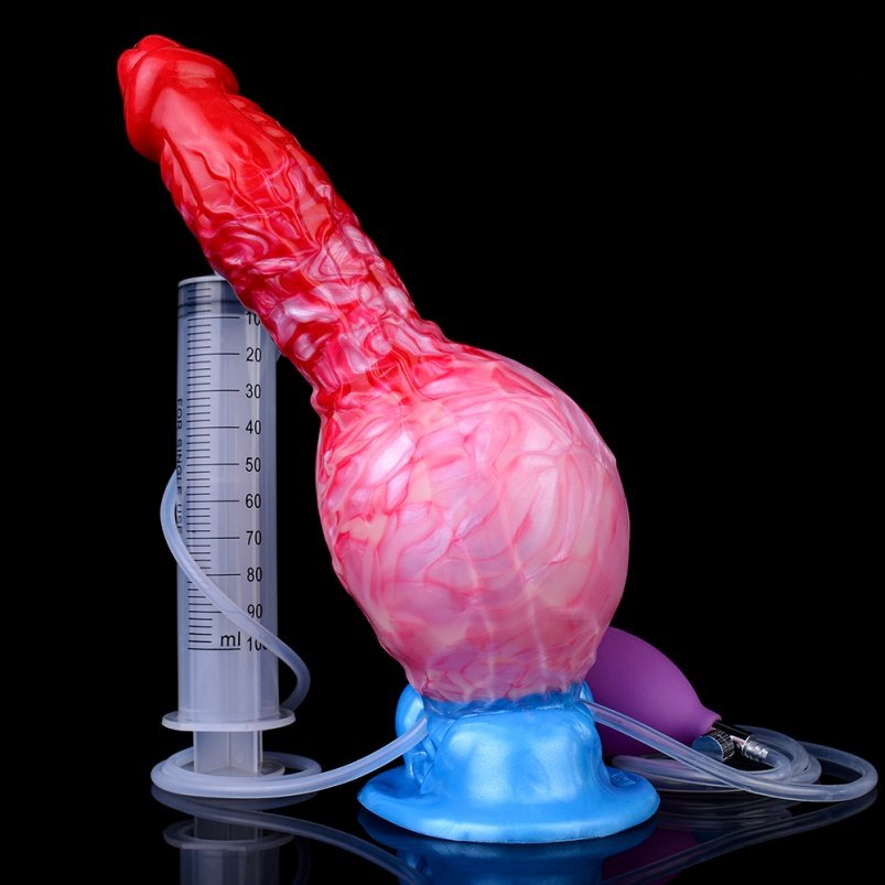 Bloedrode Silicone Opblaaspop Dildo – Fantasie Squirttool voor Vrouwelijke Zelfstimulatie - Afbeelding 3