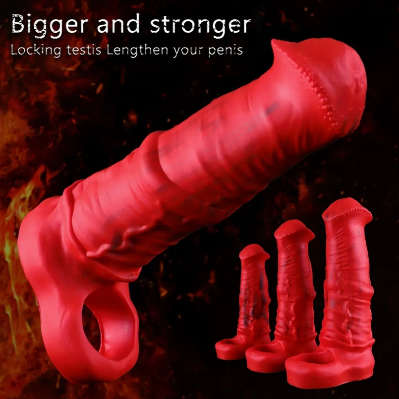 Fantasie Bloedrode Siliconen Realistische Paarden Micropenis – Penisrinf voor Verbeterde Erectie en Plezier