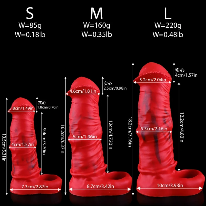 Fantasie Bloedrode Siliconen Realistische Paarden Micropenis – Penisrinf voor Verbeterde Erectie en Plezier - Afbeelding 4