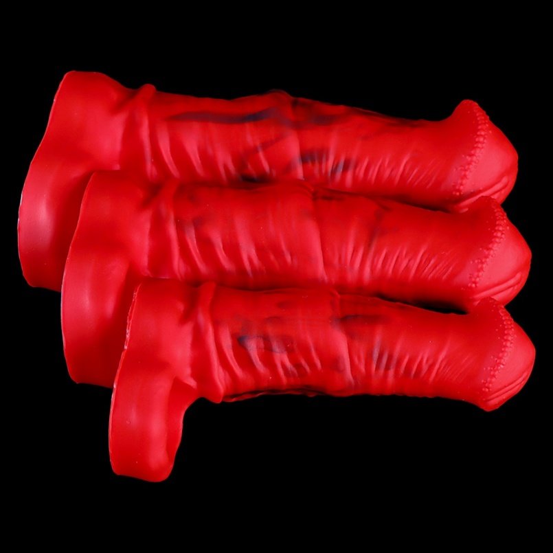 Fantasie Bloedrode Siliconen Realistische Paarden Micropenis – Penisrinf voor Verbeterde Erectie en Plezier - Afbeelding 5