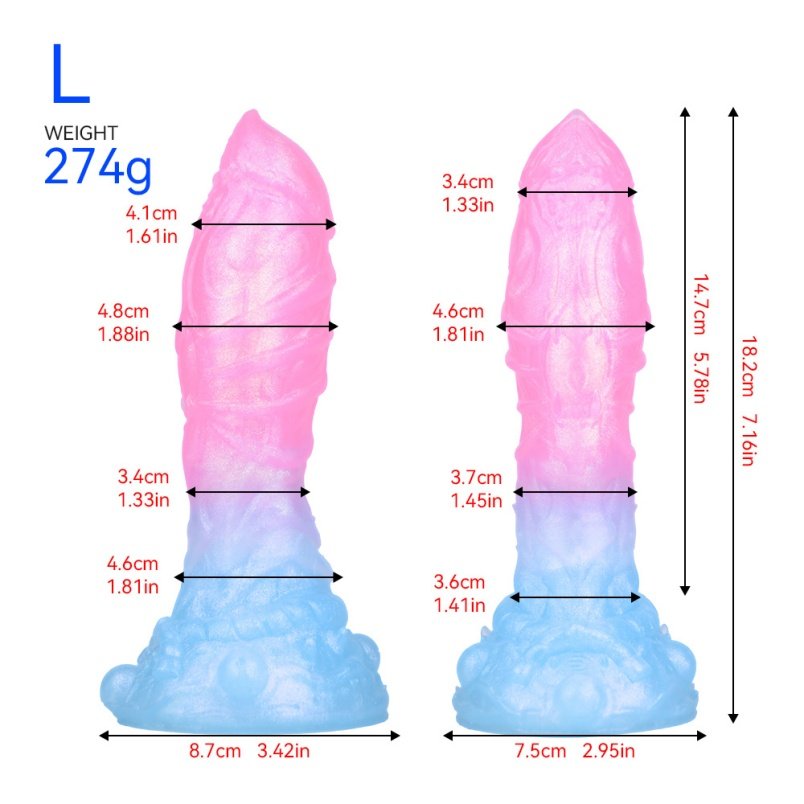 Strap-on Fantasie Gloeiende Siliconen Dragon Dildoe Buttplug met Zuignap – Inbrengbare Vaginale Expansietool - Afbeelding 5