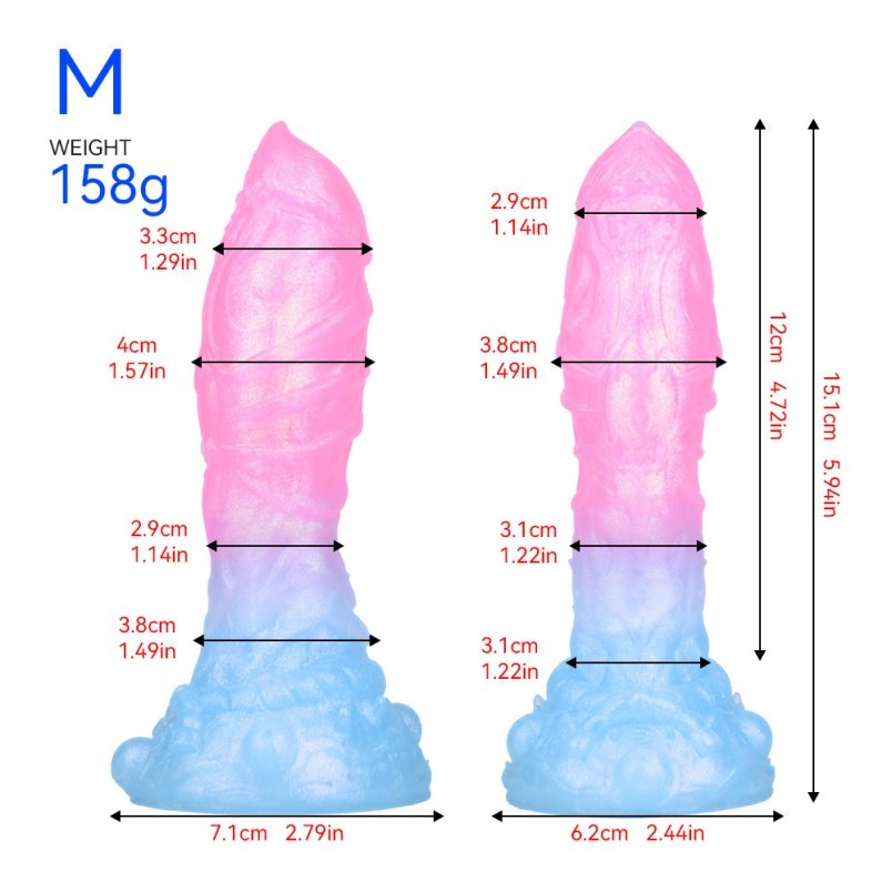 Strap-on Fantasie Gloeiende Siliconen Dragon Dildoe Buttplug met Zuignap – Inbrengbare Vaginale Expansietool - Afbeelding 6