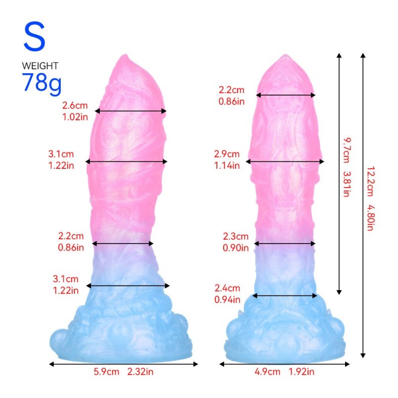 Strap-on Fantasie Gloeiende Siliconen Dragon Dildoe Buttplug met Zuignap – Inbrengbare Vaginale Expansietool - Afbeelding 7