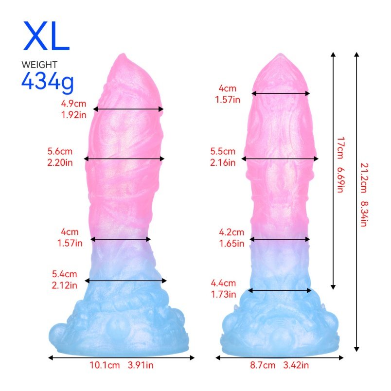 Strap-on Fantasie Gloeiende Siliconen Dragon Dildoe Buttplug met Zuignap – Inbrengbare Vaginale Expansietool - Afbeelding 8