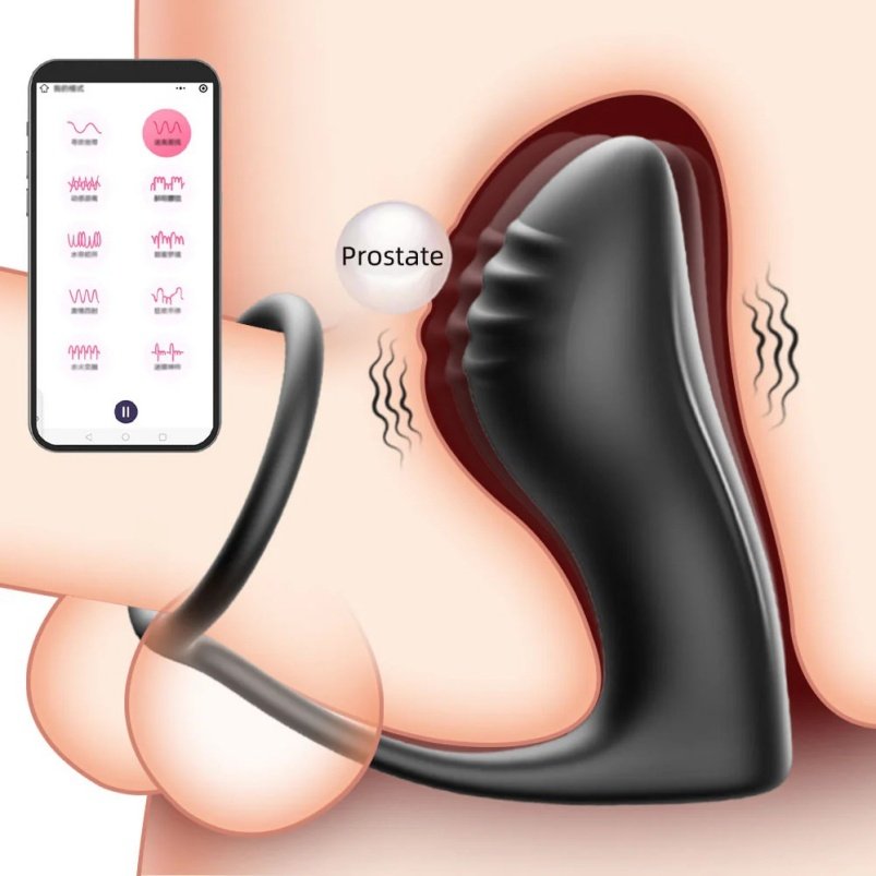 Vibrerende Cock Ring Buttplug Vingeren – Zwart Siliconen Seksspeeltje voor Mannen - Afbeelding 7
