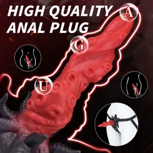 Bloedrode Tentakel Siliconen Fantasie Dildo Buttplug - Strapon Compatibel voor Anale en Vaginale Penetratie
