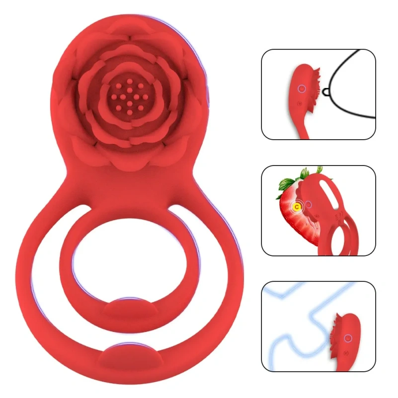 Rozen Toys Silicone Penisrinf Vibrator – Multifunctioneel Speeltje voor Zaadbeheersing en Clitorisstimulatie - Afbeelding 7