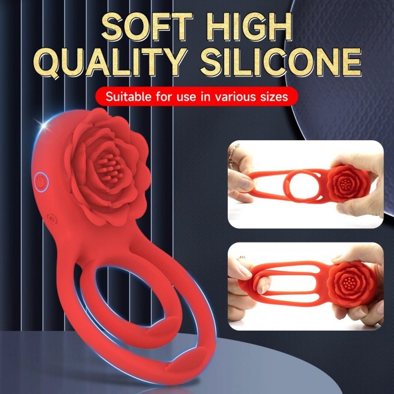 Rozen Toys Silicone Penisrinf Vibrator – Multifunctioneel Speeltje voor Zaadbeheersing en Clitorisstimulatie - Afbeelding 8