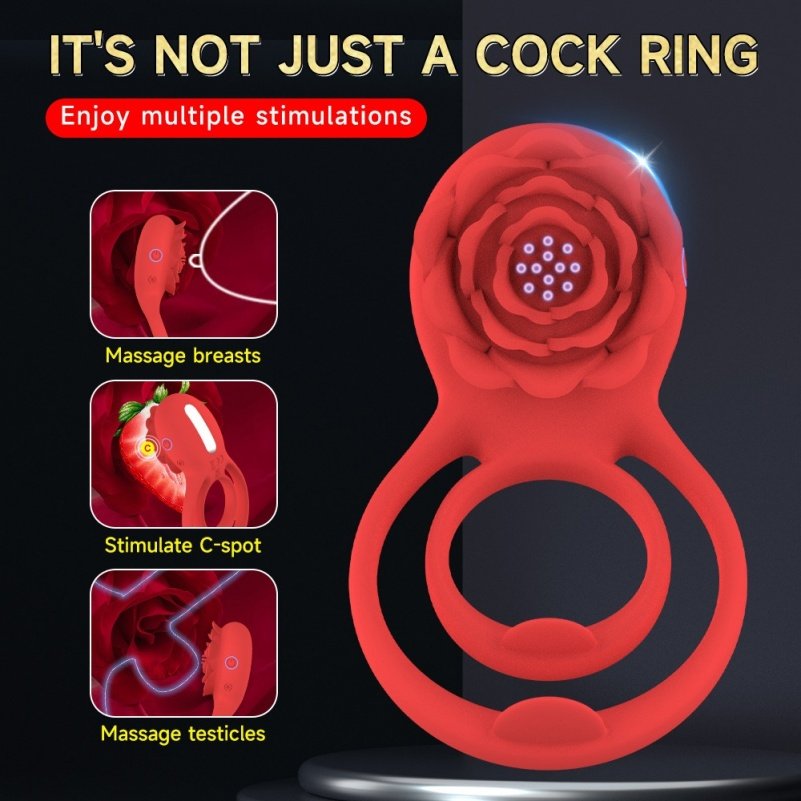 Rozen Toys Silicone Penisrinf Vibrator – Multifunctioneel Speeltje voor Zaadbeheersing en Clitorisstimulatie - Afbeelding 10